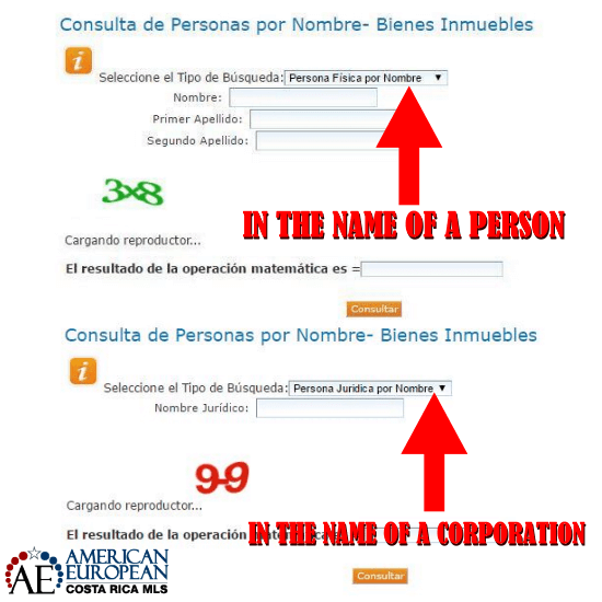 Free Costa Rica real estate title check by name