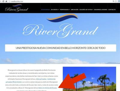 The website promotes Rivergrand lots for sale in the Escazu area (click for larger image) 9 Steps to stop a Costa Rica real estate developer from deceiving you